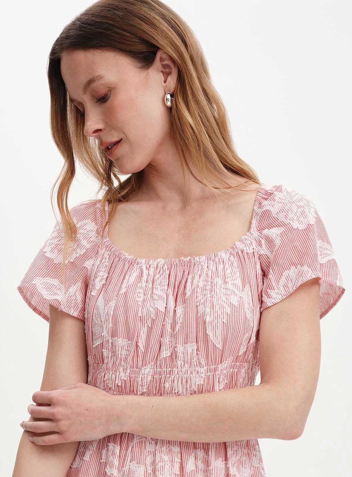 FINERY Maia Floral Stripe Shirred Waist Dress 14 - Image 6 thumbnail